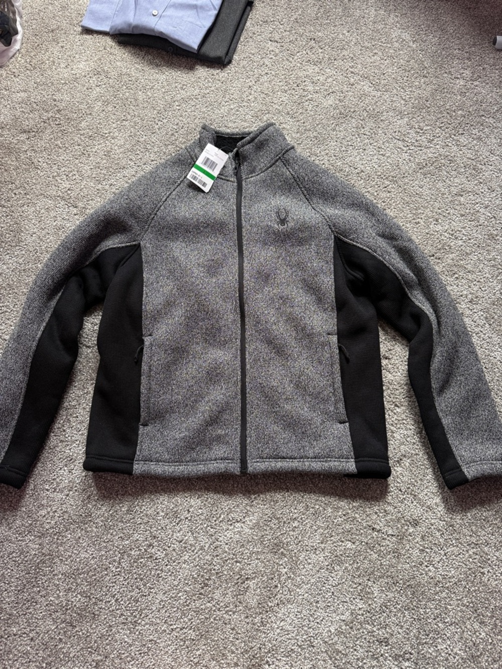 Spyder Charcoal Heather and Black Sherpa-Lined Zip Jacket